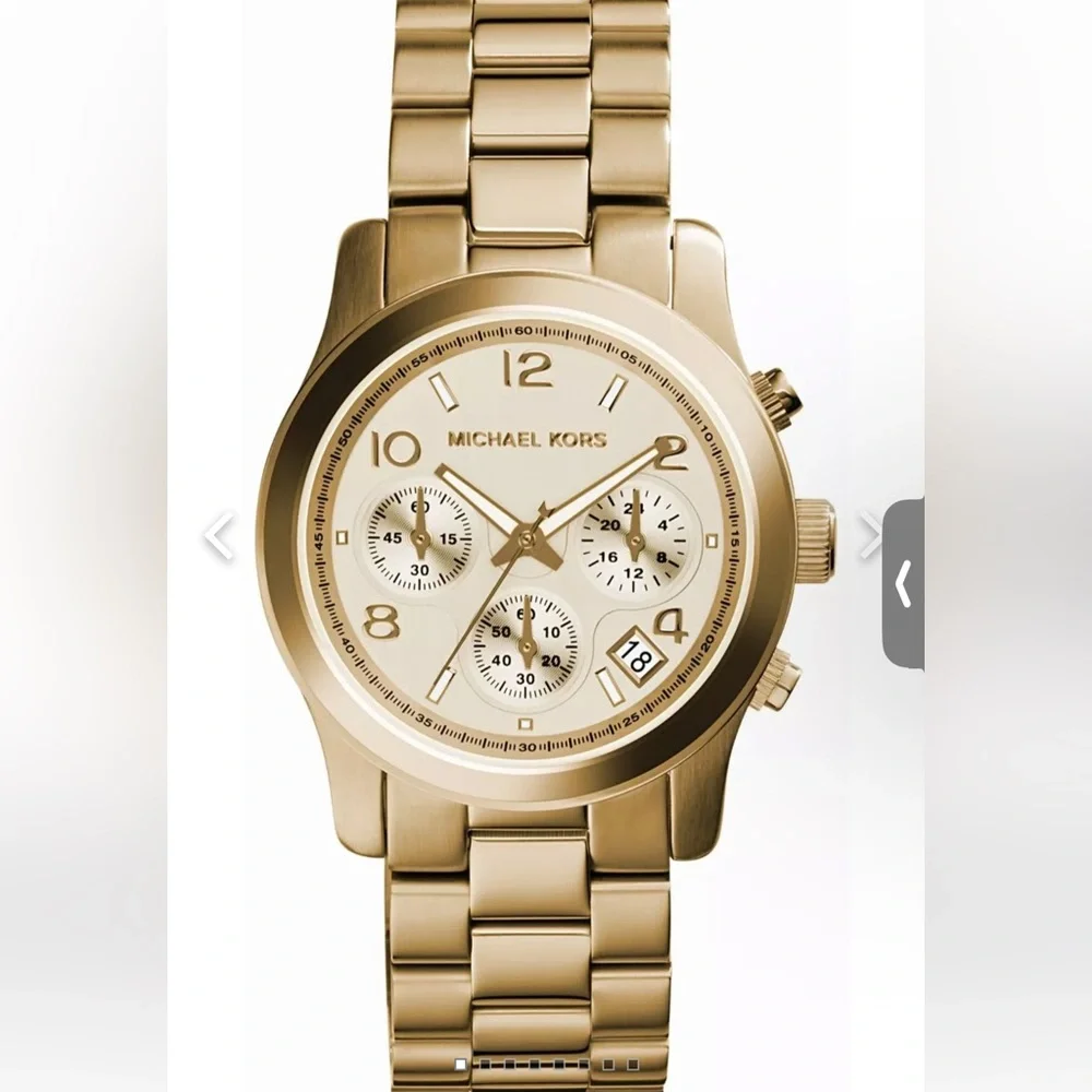 Michael Kors Runway MK5055 Gold Tone Chronograph Watch 38mm Authentic